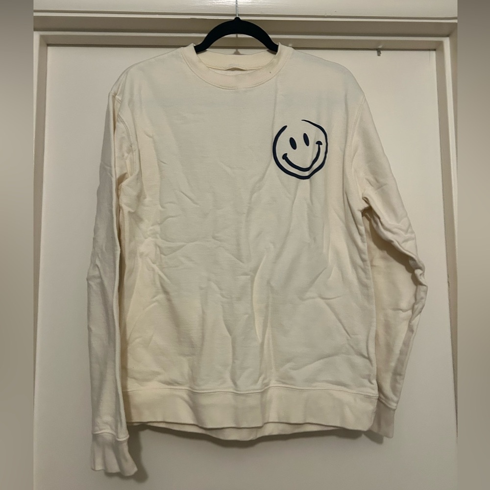 KenzKustomz Women's Cream Smiley Face Sweatshirt